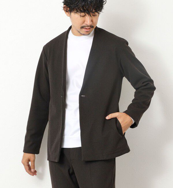 NOLLEY'S goodman「《ビジカジ/セットアップ対応》【尾州】先染めウォッシャブルノーカラーカーディガンジャケット 25AW」|ノーカラージャケット|