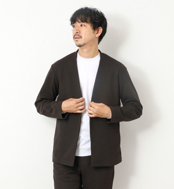 NOLLEY'S goodman「《ビジカジ/セットアップ対応》【尾州】先染めウォッシャブルノーカラーカーディガンジャケット 25AW」|ノーカラージャケット|