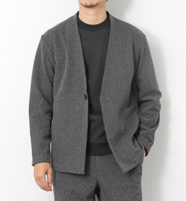 NOLLEY'S goodman「《ビジカジ/セットアップ対応》【尾州】先染めウォッシャブルノーカラーカーディガンジャケット 25AW」|ノーカラージャケット|ミディアムグレー