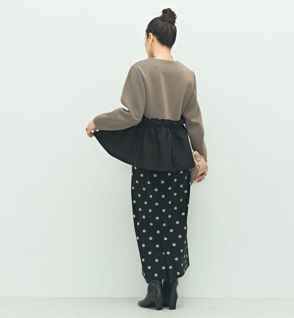 NOLLEY'S「《セットアップ対応》ウォッシャブルエアボールジャガードペプラムブルゾン」|ブルゾン・スタジャン|