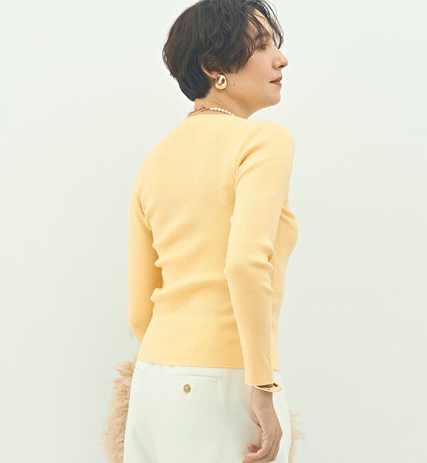 NOLLEY'S sophi「《アンサンブル対応》《手洗い可能》カシミヤ混リブUネックプルオーバー」|ニット・セーター|