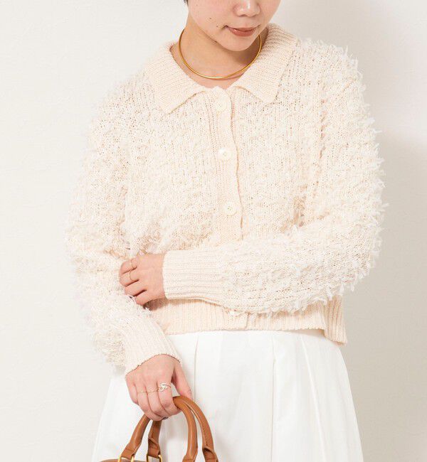 NOLLEY'S sophi「《手洗い可能》ファンシーヤーンポロ衿カーディガンジャケット」|カーディガン|ベージュ