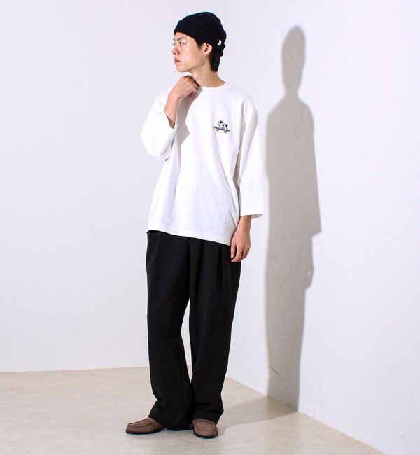 GLOSTER「【GLOSTER/グロスター】デジブル 七分袖Tシャツ ドット刺繍」|Tシャツ・カットソー|