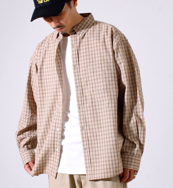 GLOSTER「【シャツ＋Tシャツの2点セット】TC平織 小柄チェックアンサンブル」|シャツ・ブラウス|ベージュ
