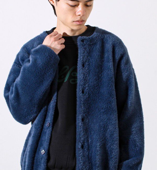 GLOSTER「モヘヤライク シャギークルーネックカーディガン」|カーディガン|