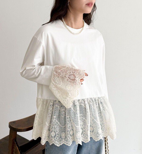 fredy emue「レースドッキングロンTシャツ」|Tシャツ・カットソー|
