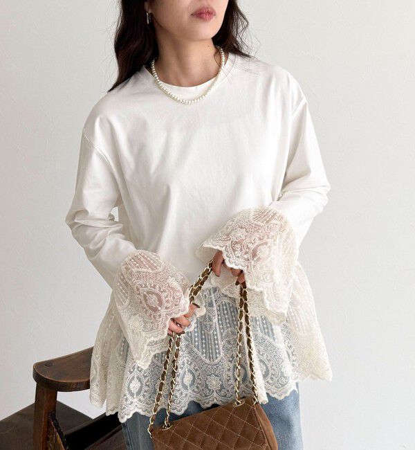 fredy emue「レースドッキングロンTシャツ」|Tシャツ・カットソー|