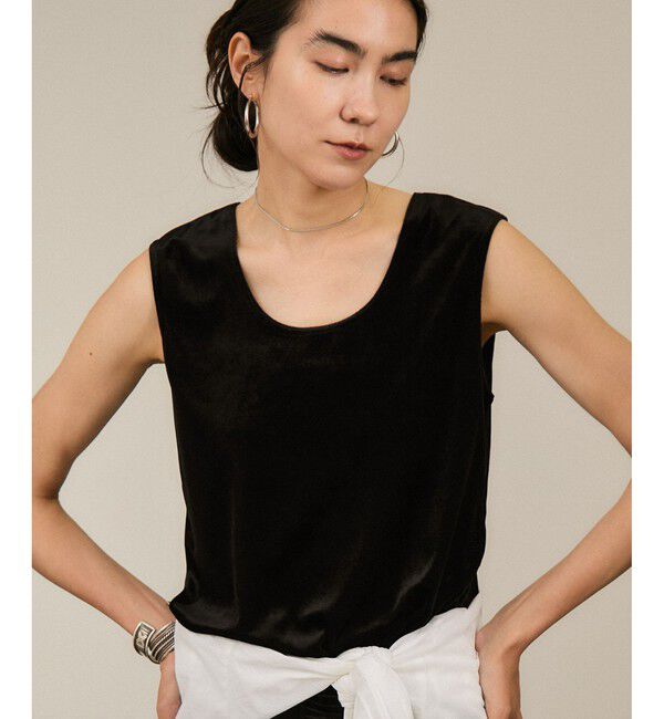 SALON adam et rope'「トリアセベロア前後2WAYノースリーブ/タンクトップ / セットアップ対応」|タンクトップ|ブラック(01)