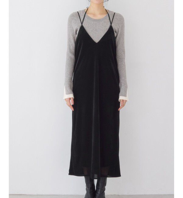 VIS「刺繍アソートベロアキャミワンピース/2WAY」|ワンピース|