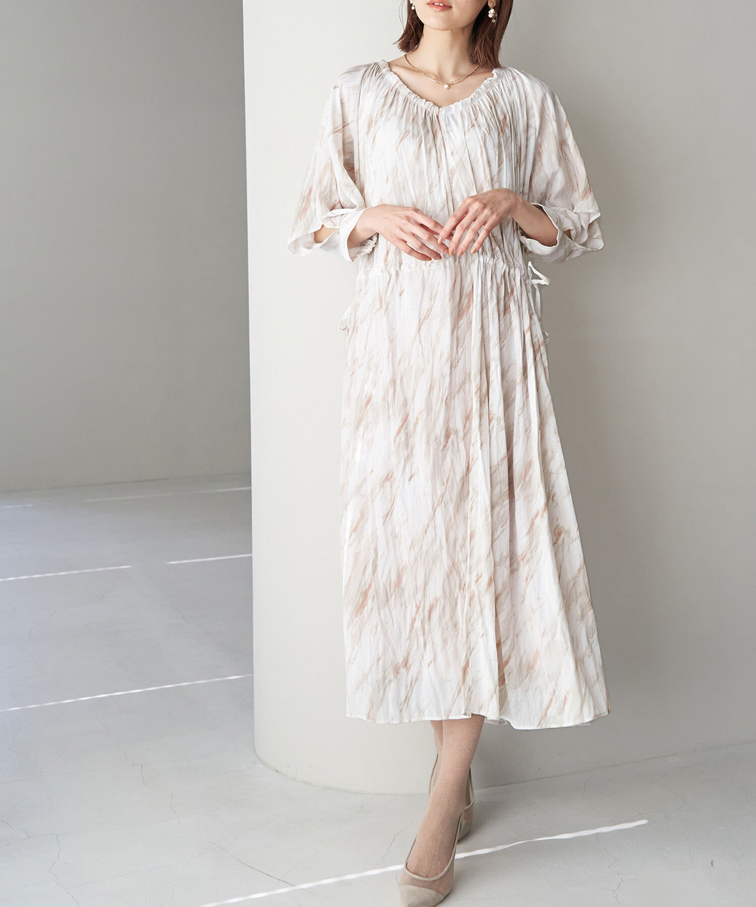 Rope&rsquo;Picnic「【一部店舗限定】【Mon E&rsquo;toile/モンエトワール】ストーンプリントギャザーDRESS」|ドレス|