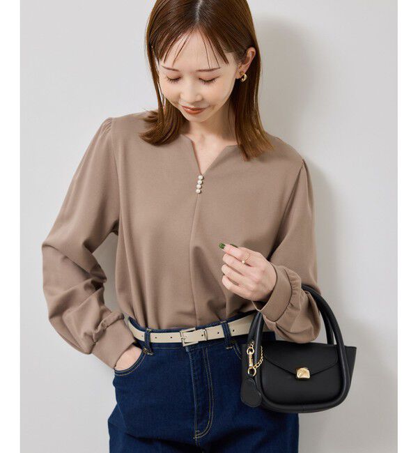 Rope&rsquo;Picnic「パール付きポンチプルオーバー/セットアップ対応」|Tシャツ・カットソー|ブラウン系(22)