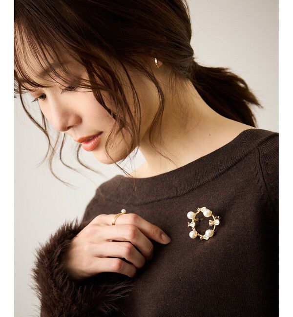 ROPE PICNIC PASSAGE「リボンパールブローチ」|ブローチ・コサージュ|