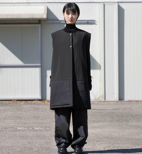  「eunoia | 中綿 ロングベスト WOMEN」|その他|BLACK