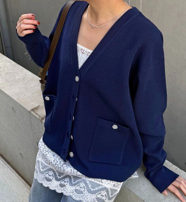  「ツヤボタンカーディガン」|ニット・セーター|