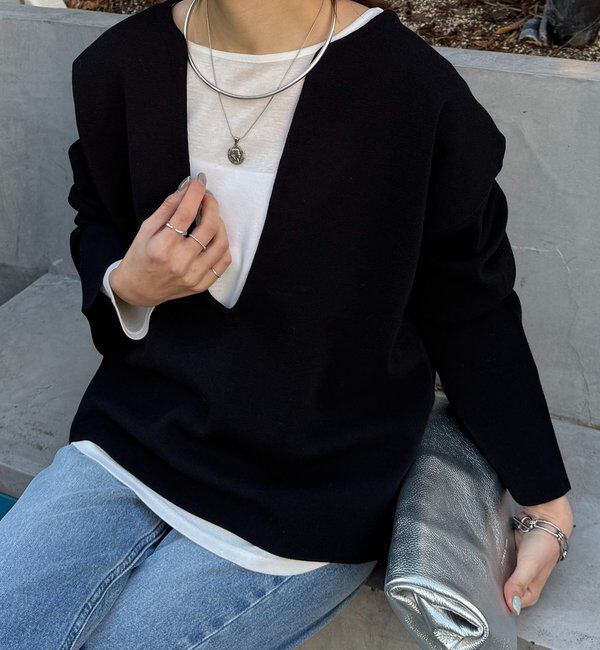  「Vネックバスクニット」|ニット・セーター|