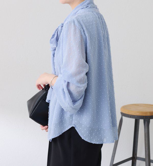  「楊柳ドットジャガードボウタイブラウス」|シャツ・ブラウス|