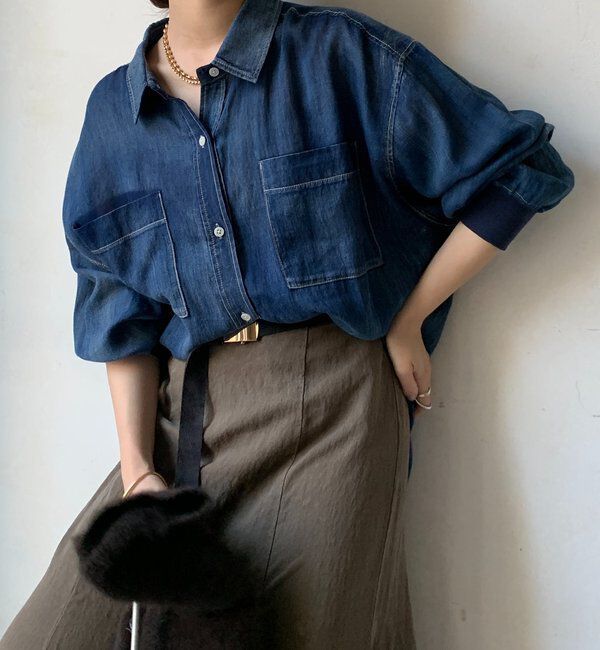  「袖リブシアーデニムシャツ」|シャツ・ブラウス|