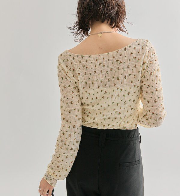  「小花シャーリングTシャツ」|Tシャツ・カットソー|