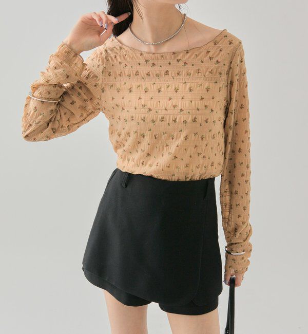  「小花シャーリングTシャツ」|Tシャツ・カットソー|