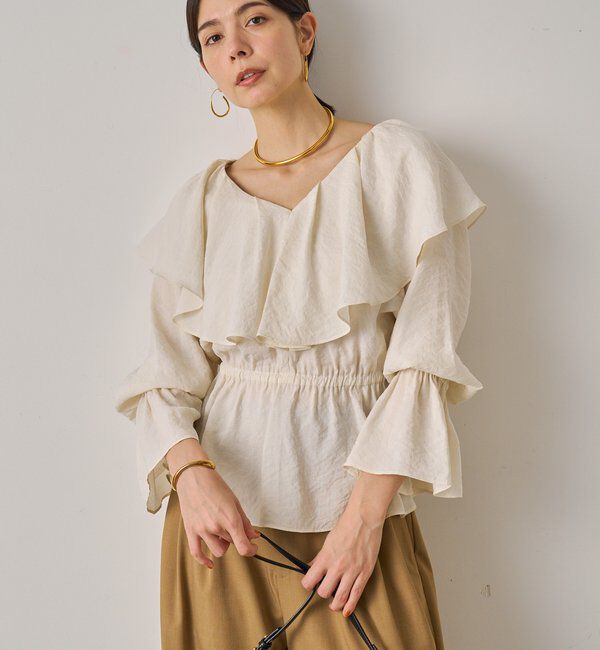 「フリルペプラムブラウス」|シャツ・ブラウス|オフホワイト