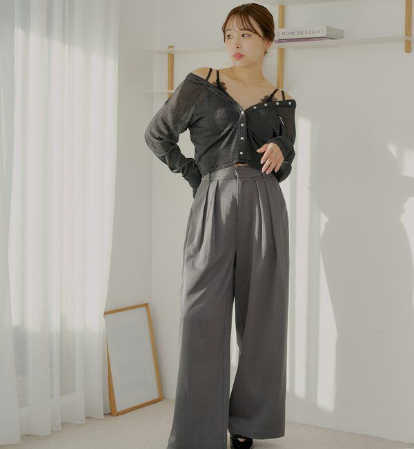  「バイカラーラメシアーカーディガン」|カーディガン|