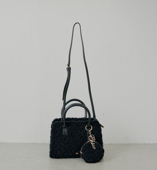  「ロゴチャーム付きスエードムートンバッグ」|ボストンバッグ|