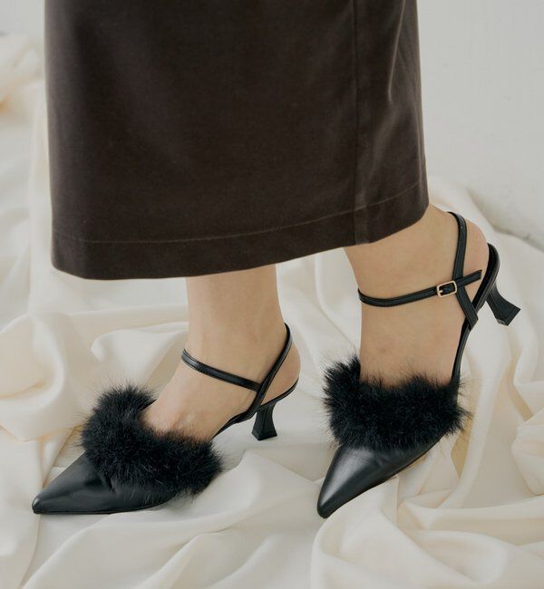  「【SALON by Chico】ファーデザインパンプス」|パンプス|ブラック