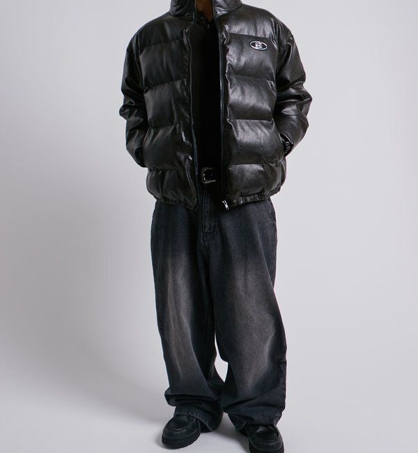  「【UNISEXS】S LOGO VINTAGE-LIKE LEATHER BLO」|ブルゾン・スタジャン|