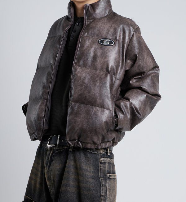  「【UNISEXS】S LOGO VINTAGE-LIKE LEATHER BLO」|ブルゾン・スタジャン|