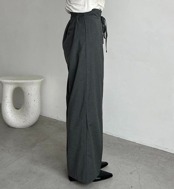  「ウエストリボンストライプパンツ」|チノ|