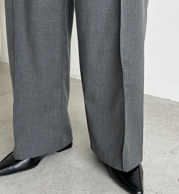  「ウエストリボンストライプパンツ」|チノ|