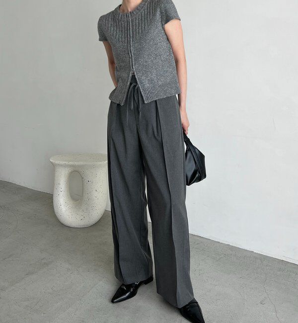  「ウエストリボンストライプパンツ」|チノ|