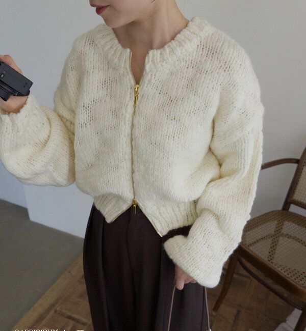  「【LE'MAGE&times;gemeilコラボ】スラブジップカーディガン」|カーディガン|