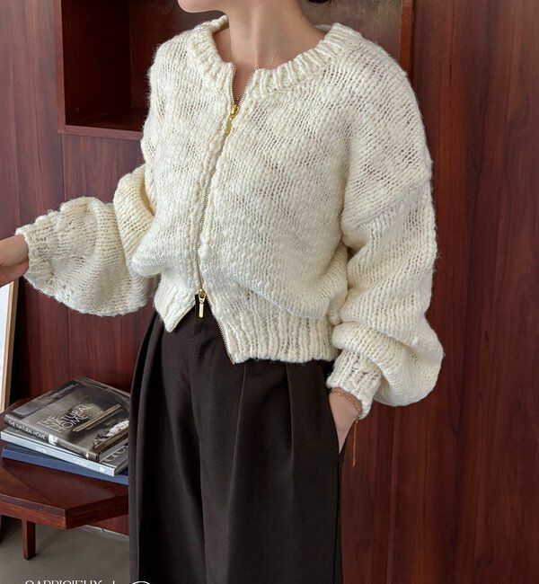  「【LE'MAGE&times;gemeilコラボ】スラブジップカーディガン」|カーディガン|