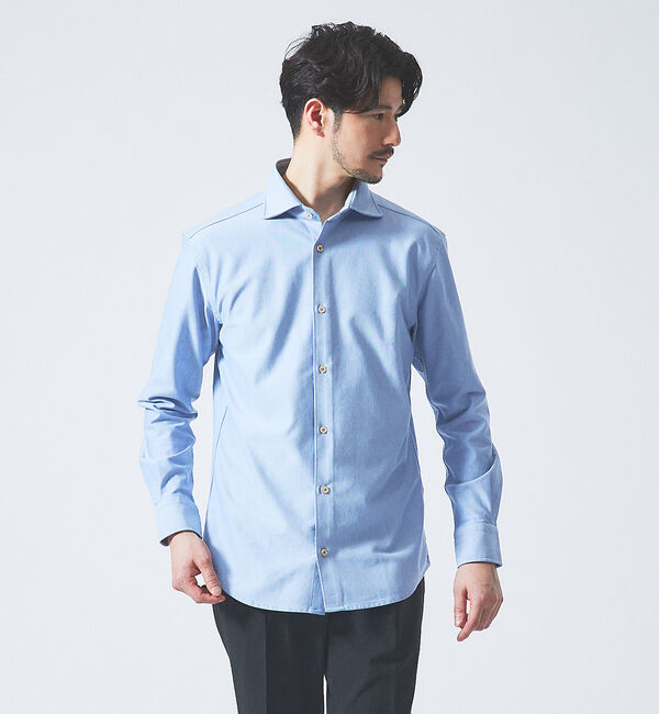 ABAHOUSE「【FLEX SHIRTS】36ゲージ コットン モクロディ シャツ」|シャツ・ブラウス|サックスブルー