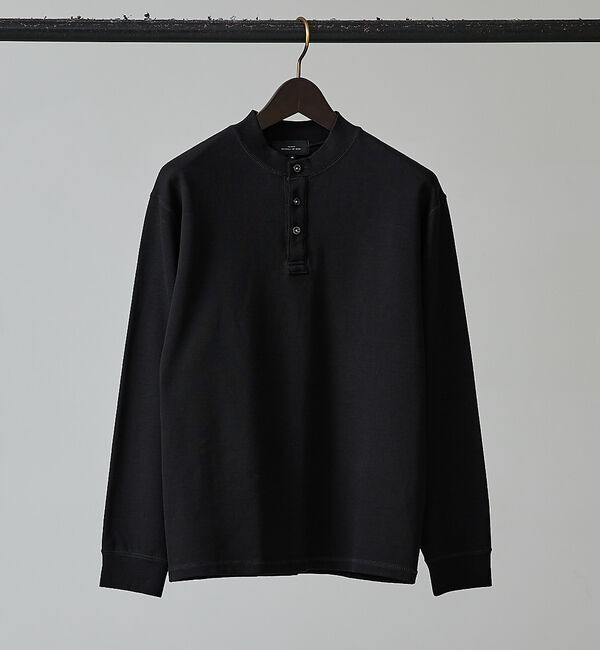 ABAHOUSE「【ヘンリーネック】ポンチ 長袖 Ｔシャツ」|Tシャツ・カットソー|ブラック