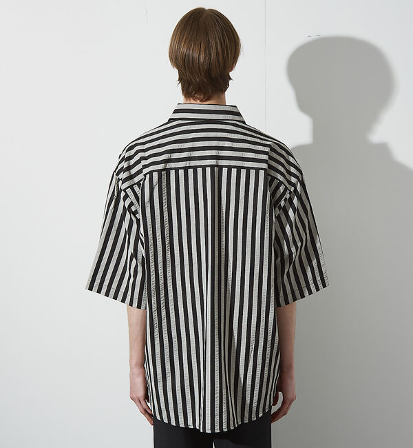 ABAHOUSE「サッカーストライプ スキッパーシャツ / オーバーサイズ / 半袖シャツ」|シャツ・ブラウス|