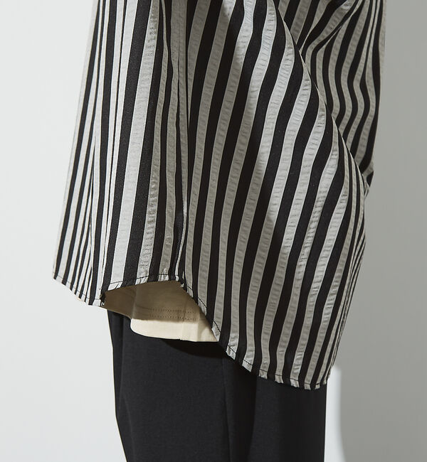 ABAHOUSE「サッカーストライプ スキッパーシャツ / オーバーサイズ / 半袖シャツ」|シャツ・ブラウス|