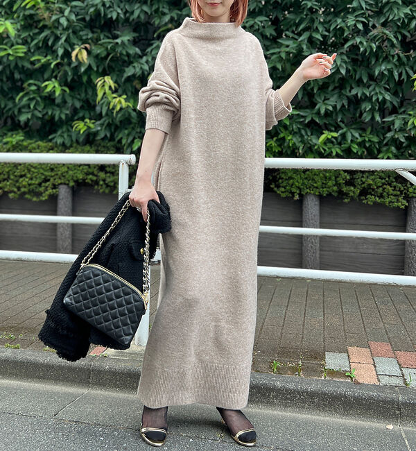 Rouge vif「MIX調ニットロングワンピース」|ワンピース|ベージュ