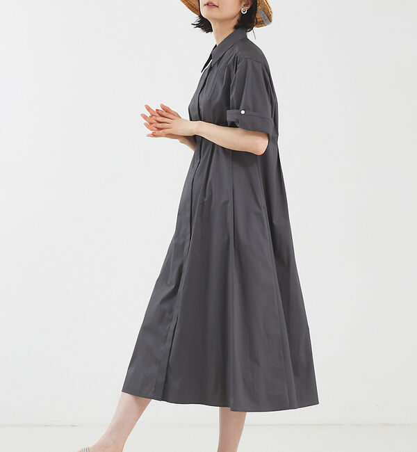 qualite「ツイストタックワンピース」|ワンピース|チャコールグレー