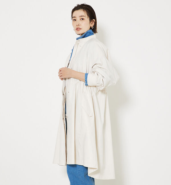 qualite「エアリーライトツイルコート」|ノーカラーコート|