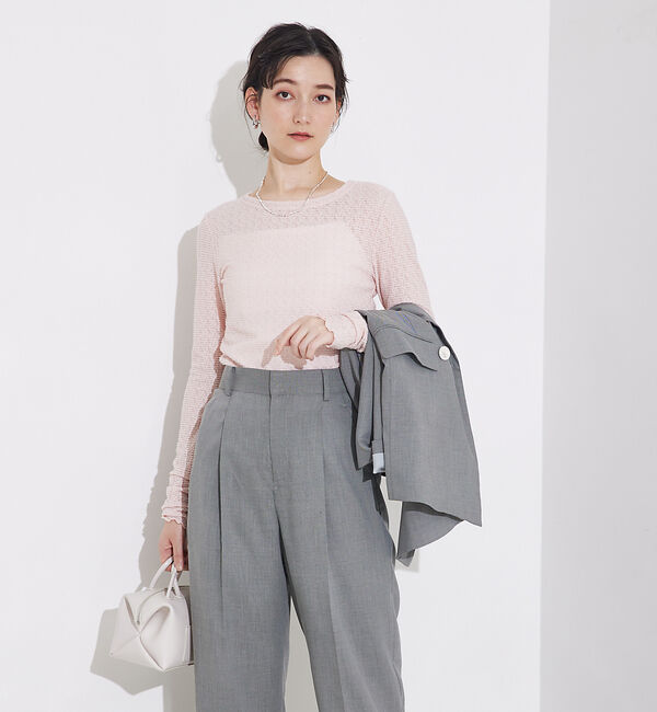 qualite「ジャカードニットメロウトップス」|Tシャツ・カットソー|ピンク