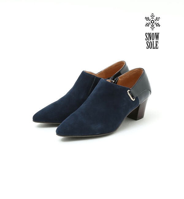 AU BANNISTER「【スノーソール】切り替しブーティー」|ショートブーツ|ブラック