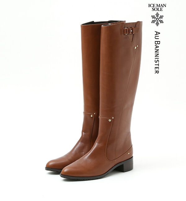 AU BANNISTER「【スノーソール】切り替えフラットロングブーツ」|ショートブーツ|キャメル