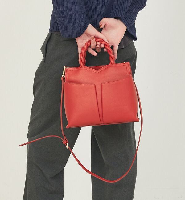 LOWELL things「Twiste/ダブルポケット2WAYトート M」|ショルダー・メッセンジャー|オレンジ