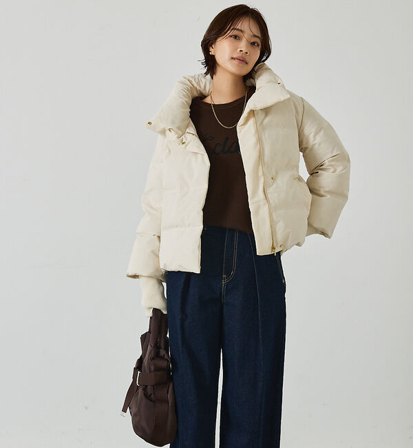 abahouse mavie「【WEB Domani掲載】袖リブシームレススタンドダウン/ロングセラー/定番/」|ダウン|