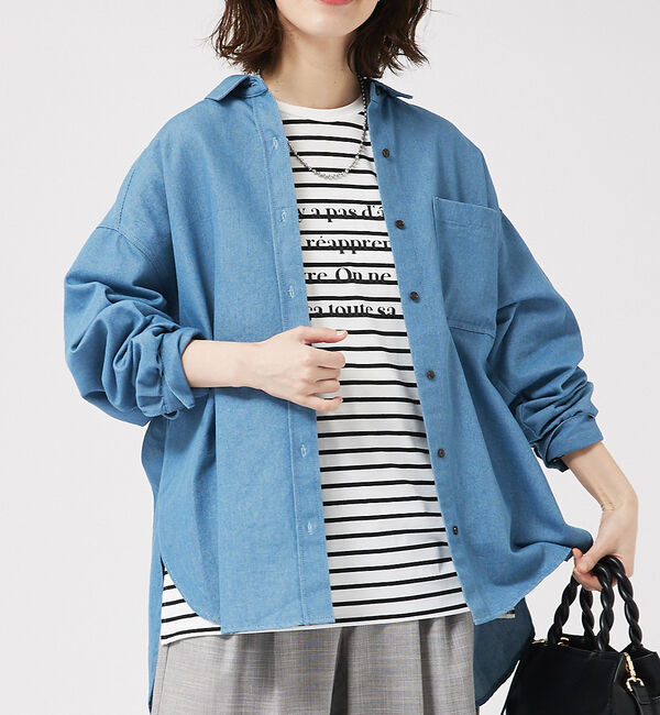 abahouse mavie「デニムオーバーシャツ」|シャツ・ブラウス|サックスブルー