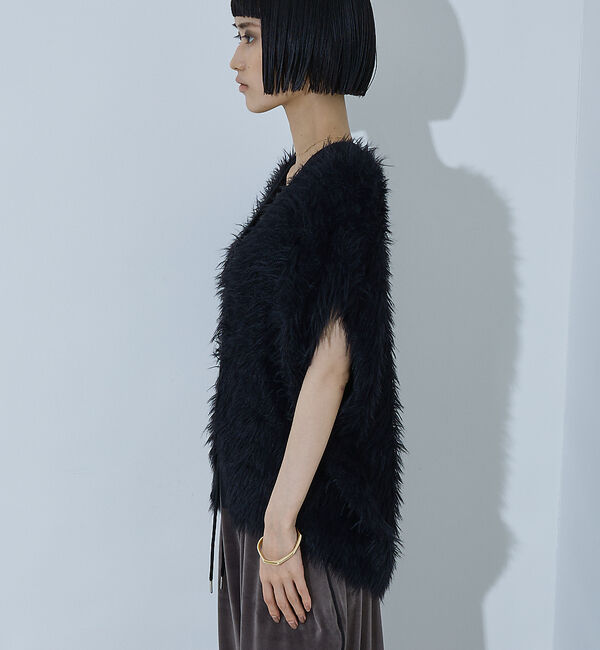 NOMINE「ロング フェザー ニットベスト カーディガン」|ベスト・ジレ|