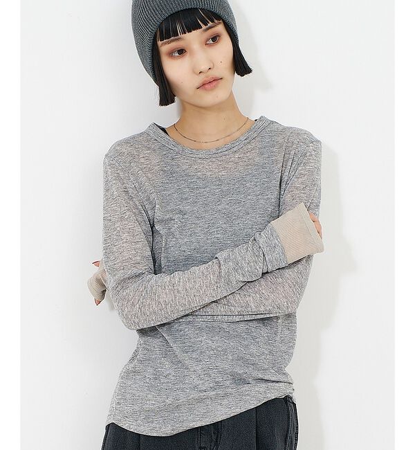NOMINE「ダブルスリーブ シアー ロンT」|Tシャツ・カットソー|ライトグレー