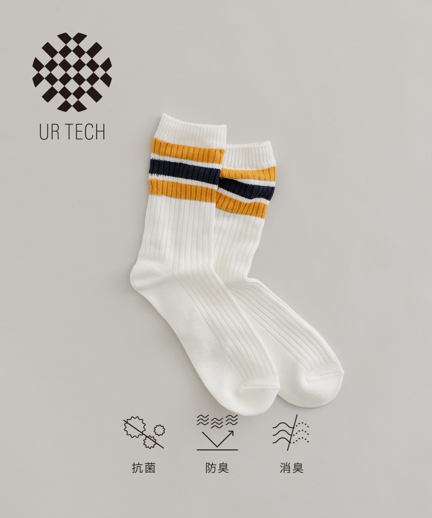 URBAN RESEARCH「『UR TECH』ラインリブソックス」|ソックス|ネイビー